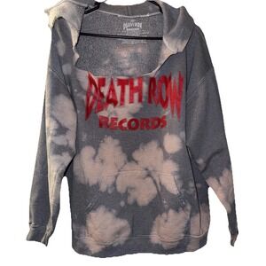 Deathrow Records Logo Hoodie Bleached Destroyed Torn Gangsta Rap  Unisex Sz M